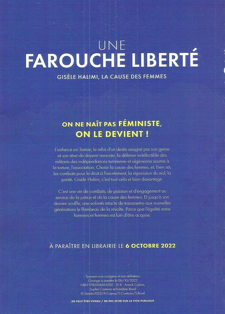 Verso de l'album Une farouche liberté Gisèle Halimi, la cause des femmes