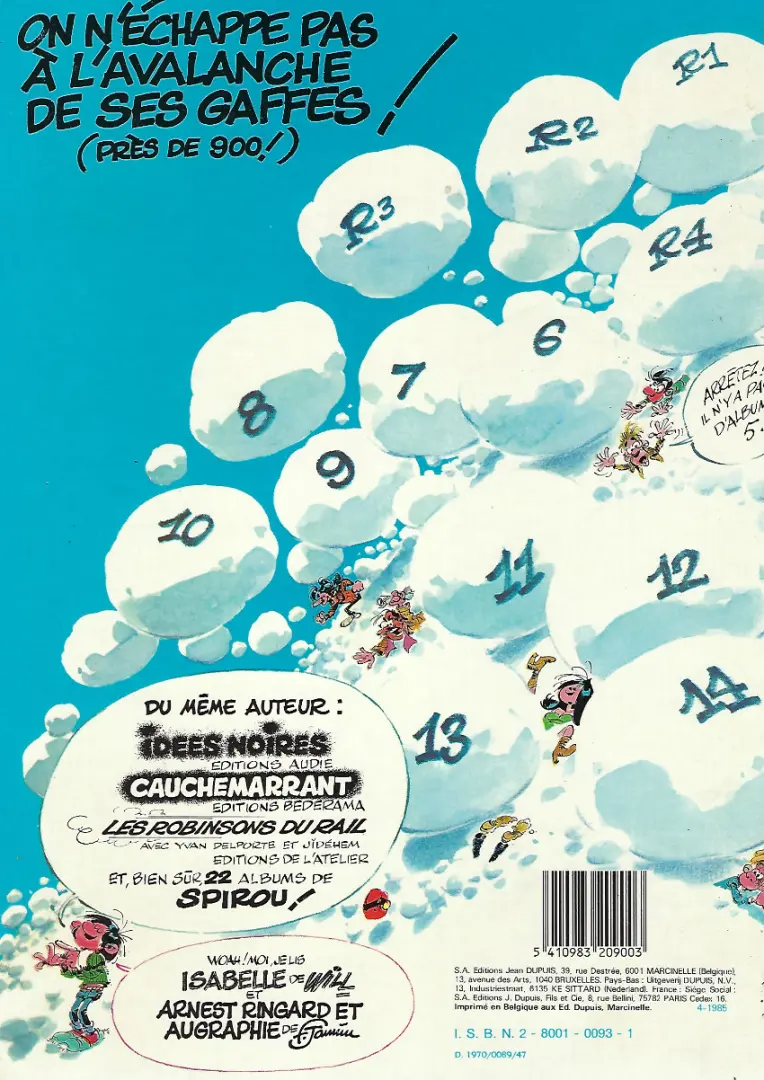 Verso de l'album Gaston Gala de gaffes à gogo