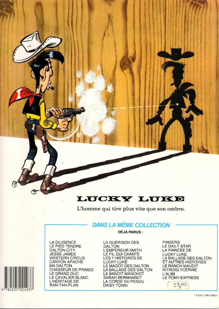 Verso de l'album Lucky Luke Tome 52 Fingers