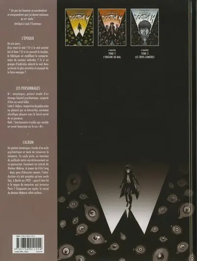 Verso de l'album Le Testament du Docteur M Tome 1 Les Araignées