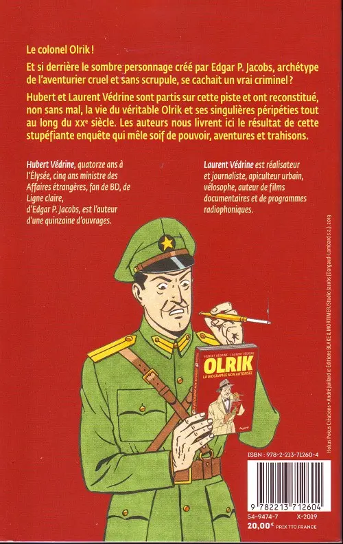 Verso de l'album Olrik la biographie non autorisée