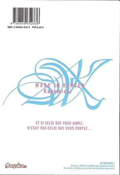 Verso de l'album Made in heaven Tome 1 Kazemichi