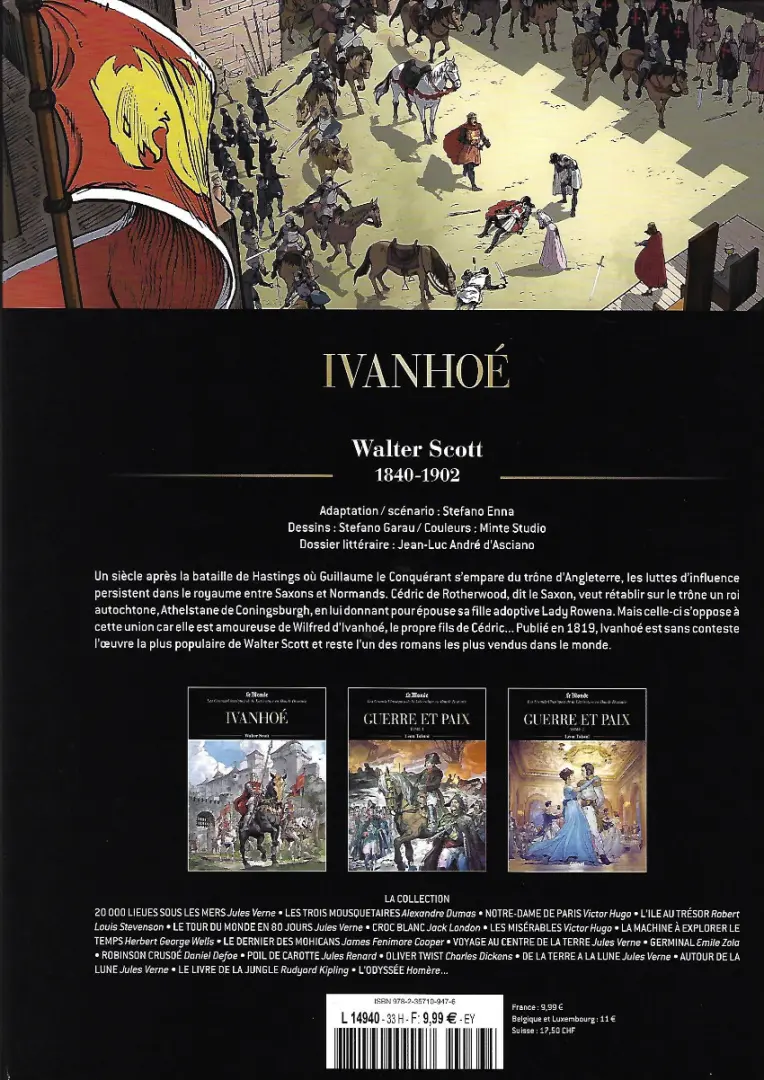 Verso de l'album Les Grands Classiques de la littérature en bande dessinée Tome 37 Ivanhoé