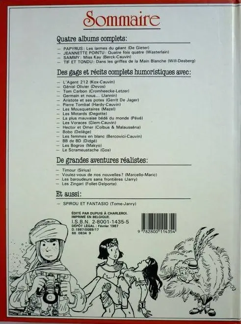 Verso de l'album Le journal de Spirou Album 183