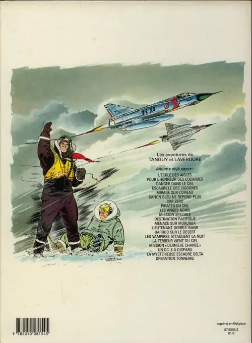 Verso de l'album Tanguy et Laverdure Tome 20 Opération Tonnerre