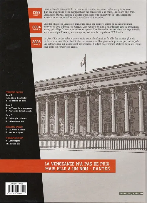 Verso de l'album Dantès Tome 6 L'affrontement final