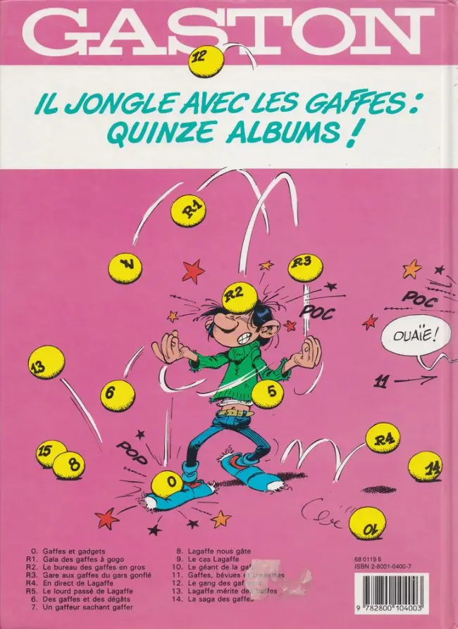 Verso de l'album Gaston Tome 12 Le Gang des gaffeurs