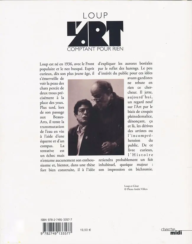 Verso de l'album L'art comptant pour rien