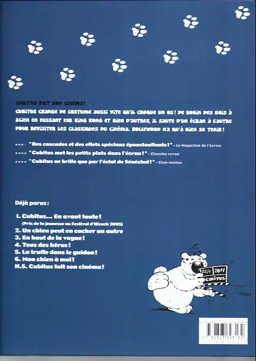 Verso de l'album Les nouvelles aventures de Cubitus Cubitus fait son cinéma !