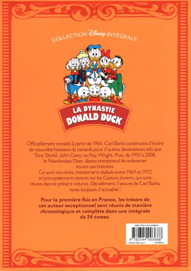 Verso de l'album La Dynastie Donald Duck Tome 17 24 heures pour survivre ! et autres histoires (1969 - 2008)