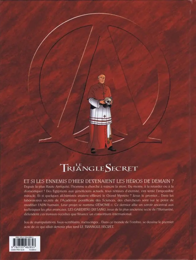 Verso de l'album Le Triangle secret - Les Gardiens du Sang Tome 1 Le Crâne de Cagliostro