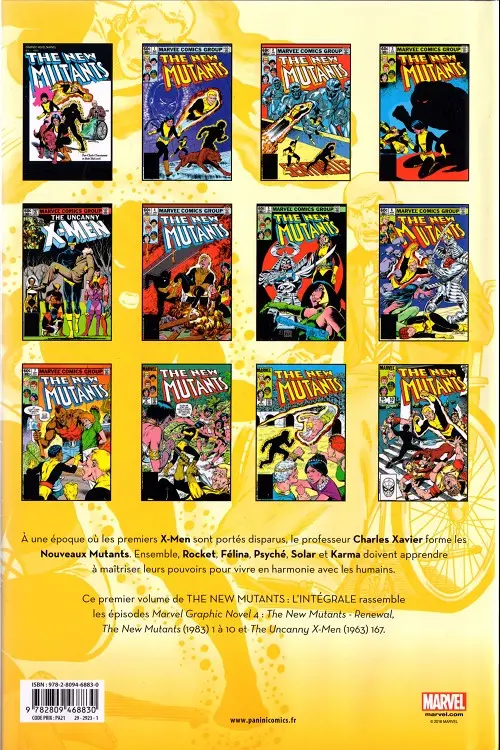 Verso de l'album The New Mutants - L'intégrale Tome 1 1982 - 1983