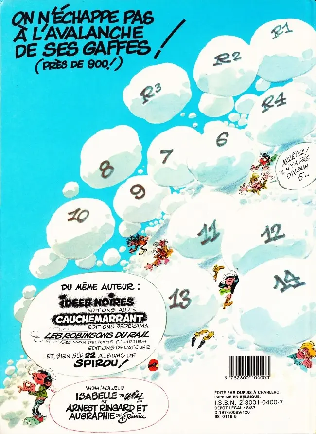 Verso de l'album Gaston Tome 12 Le Gang des gaffeurs