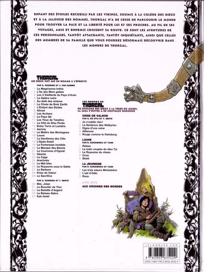 Verso de l'album Les mondes de Thorgal - La Jeunesse de Thorgal Tome 3 Runa