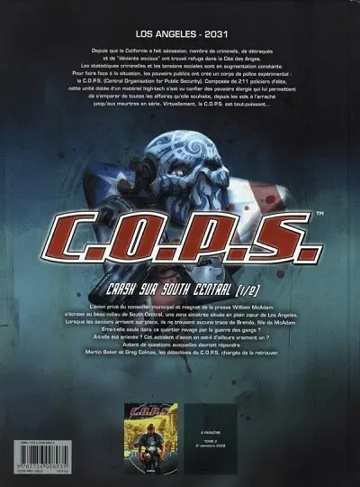Verso de l'album C.O.P.S. Tome 1 Crash sur South Central (1/2)