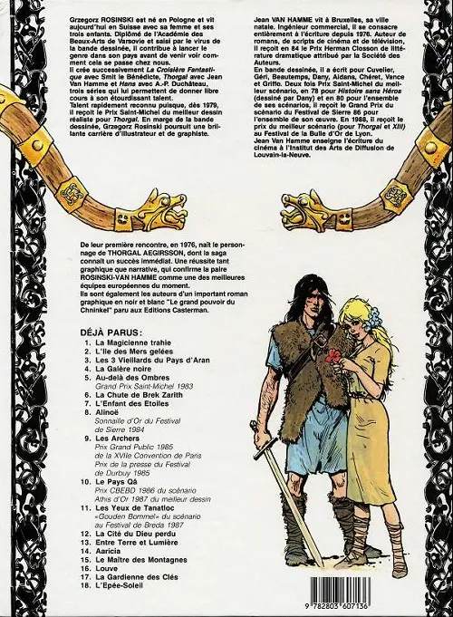 Verso de l'album Thorgal Tome 13 Entre terre et lumière