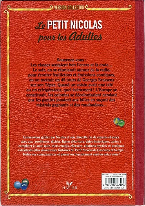 Verso de l'album Le Petit Nicolas Le petit Nicolas pour les adultes