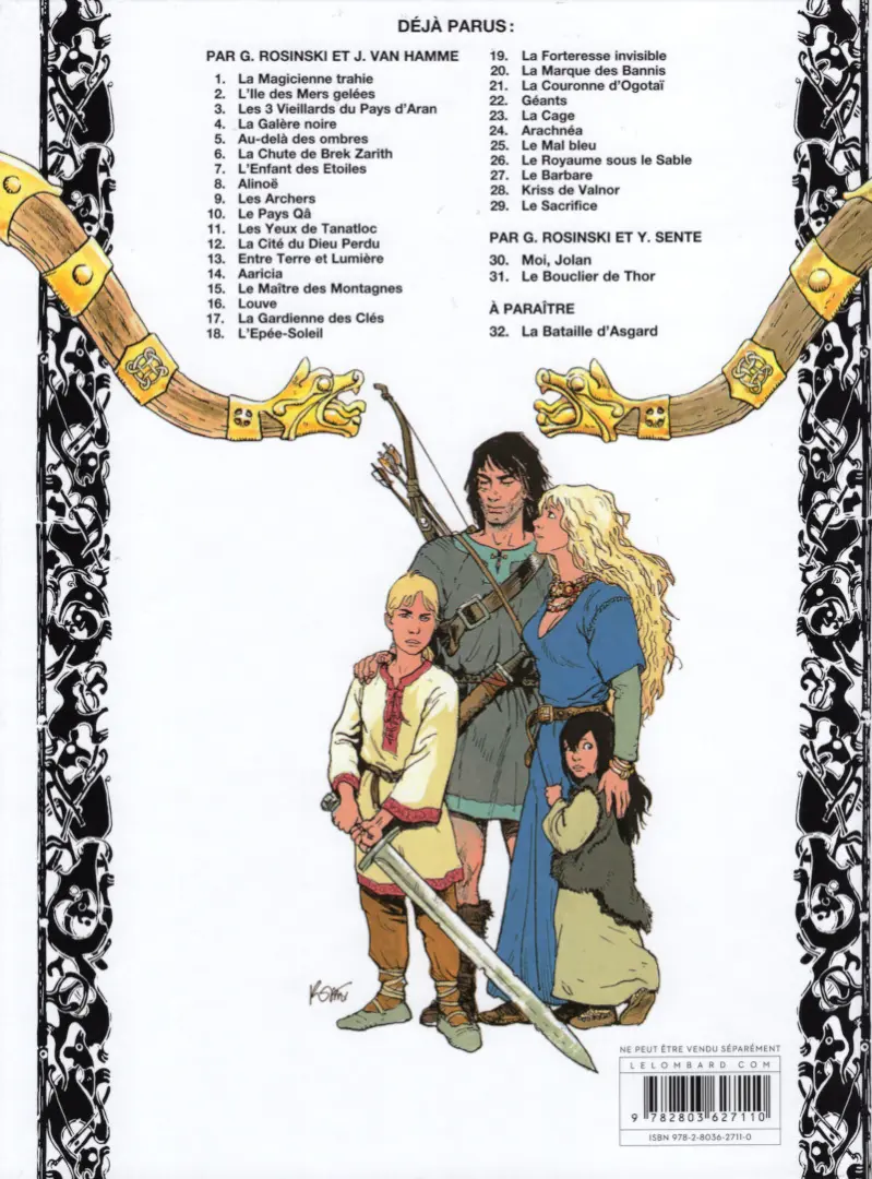 Verso de l'album Thorgal Tome 13 Entre Terre et Lumière