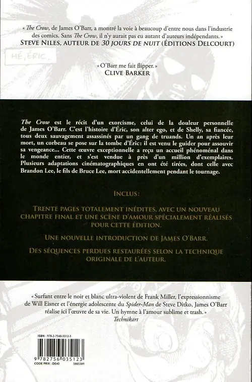 Verso de l'album The Crow Édition définitive