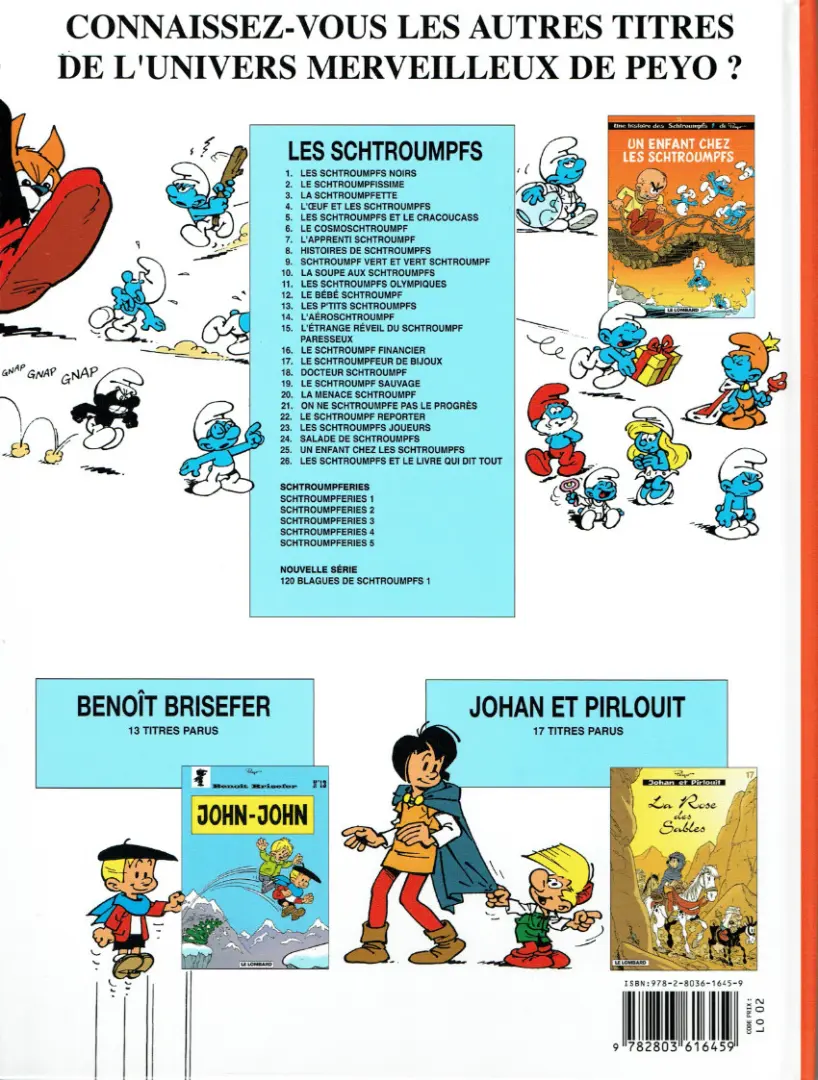 Verso de l'album Schtroumpferies Tome 5