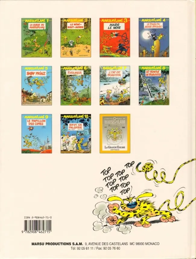 Verso de l'album Marsupilami Tome 10 Rififi en Palombie