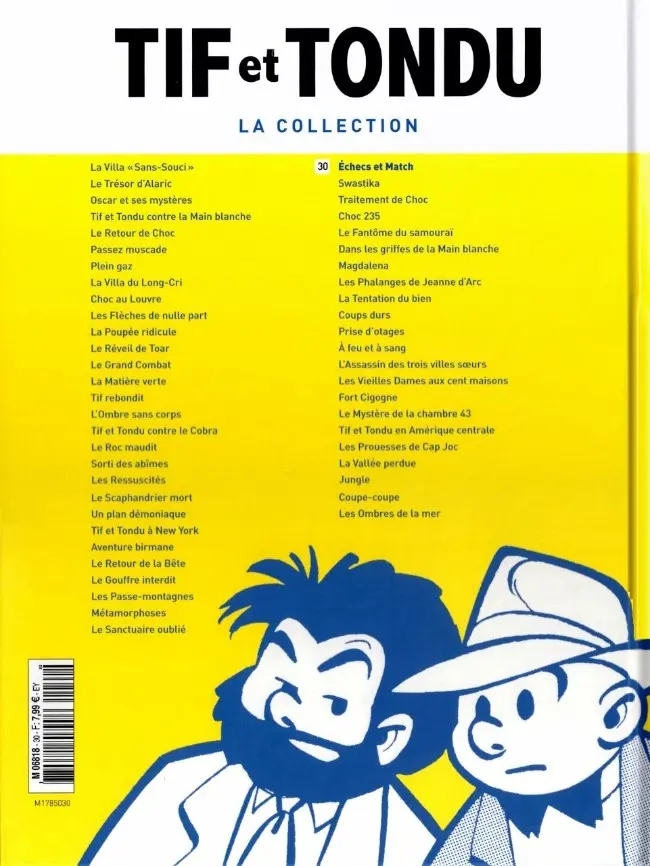 Verso de l'album Tif et Tondu La collection Tome 30 Échecs et Match