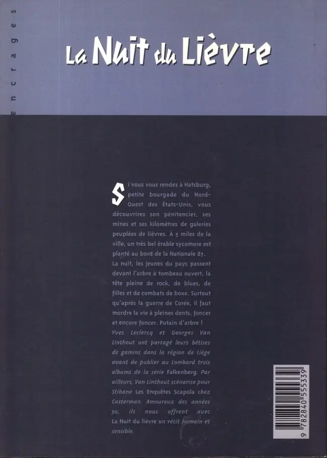 Verso de l'album La Nuit du lièvre