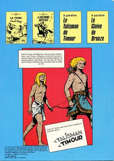 Verso de l'album Les Timour Tome 2 La colonne ardente