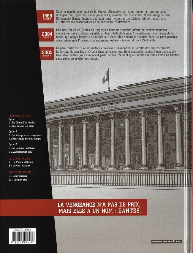 Verso de l'album Dantès Tome 10 Dernier acte