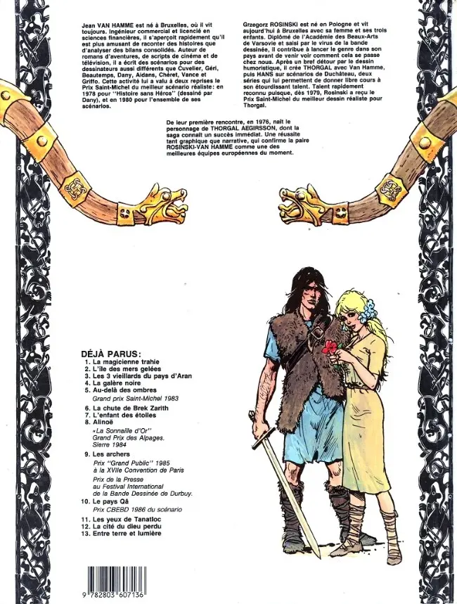 Verso de l'album Thorgal Tome 13 Entre terre et lumière