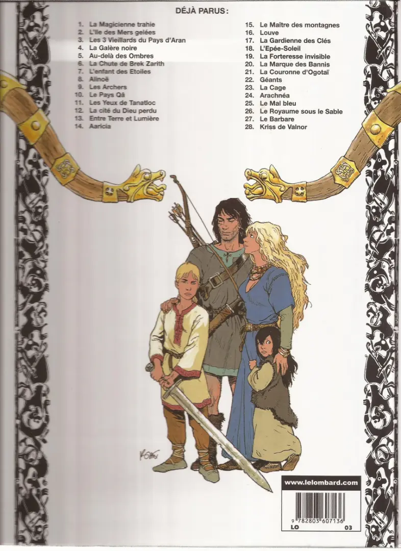 Verso de l'album Thorgal Tome 13 Entre Terre et Lumière