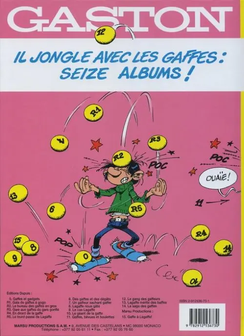 Verso de l'album Gaston Tome 15 Gaffe à Lagaffe !