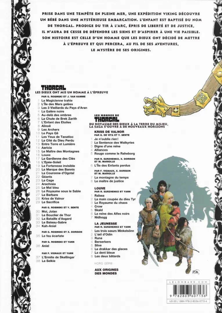 Verso de l'album Thorgal Tome 13 Entre Terre et Lumière