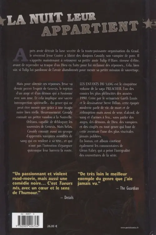 Verso de l'album Preacher Tome 5 Les enfants du sang