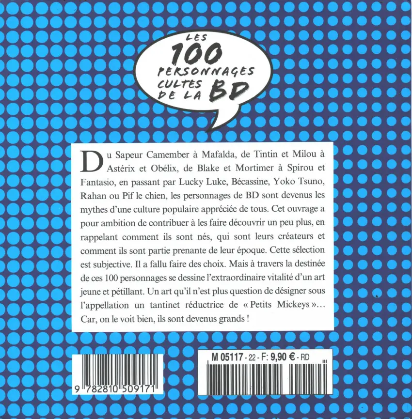Verso de l'album Les 100 personnages cultes de la BD