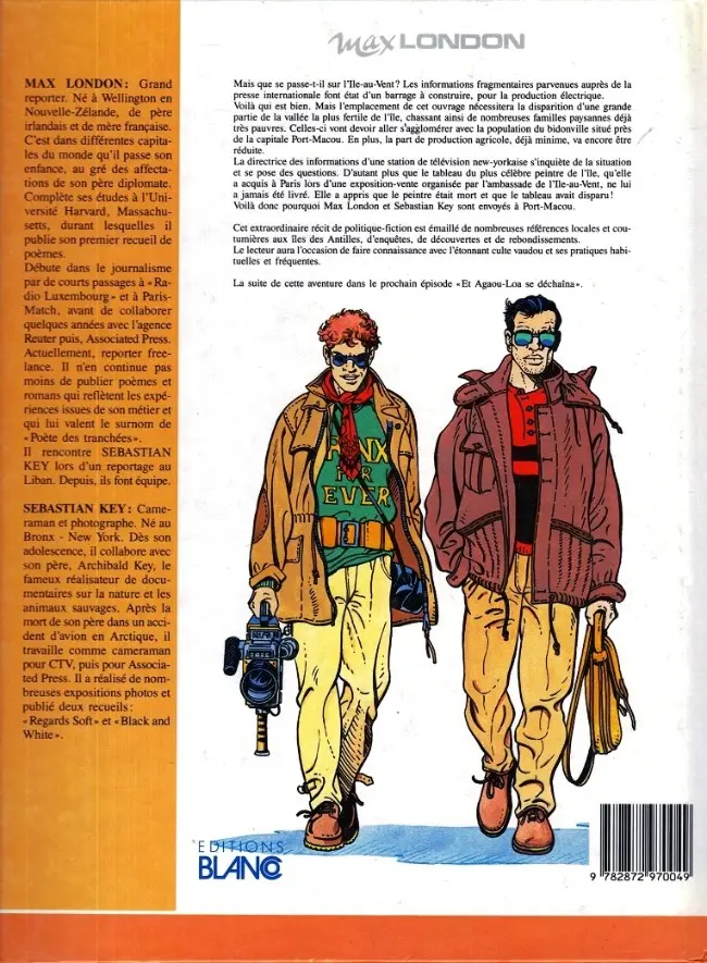 Verso de l'album Max London Tome 1 Requiem pour un tonton président