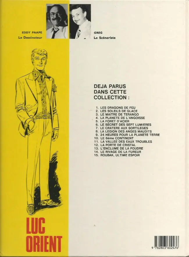 Verso de l'album Luc Orient Tome 4 La planète de l'angoisse