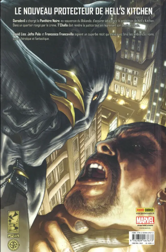 Verso de l'album Black Panther Marvel Deluxe L'homme sans peur