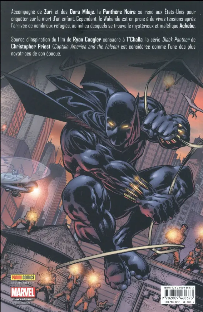Verso de l'album Black Panther Marvel select Tome 1 Ennemi d'état