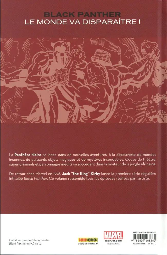 Verso de l'album Black Panther Le monde va disparaitre !