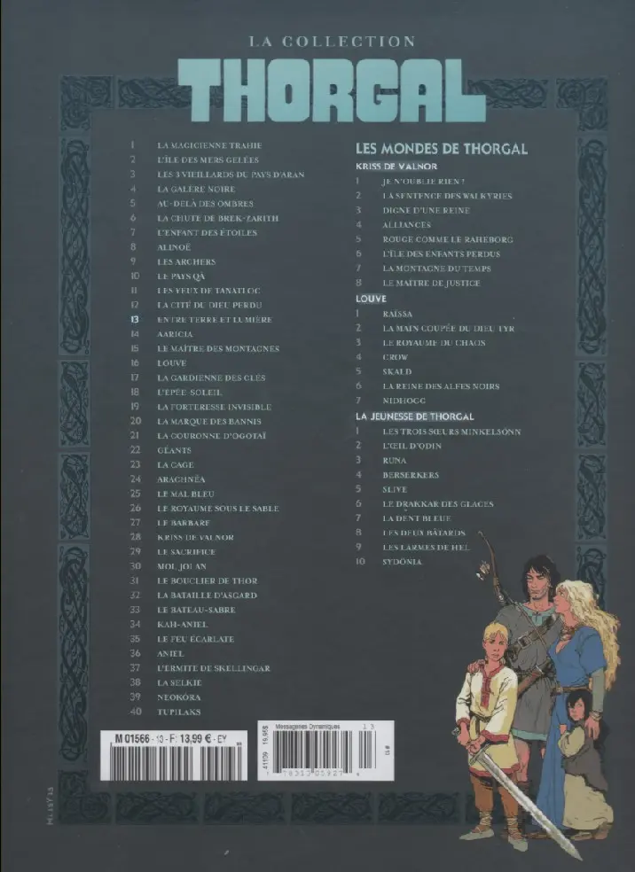 Verso de l'album Thorgal - La collection Tome 13 Entre terre et lumière