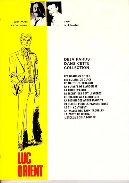 Verso de l'album Luc Orient Tome 6 Le secret des 7 lumières