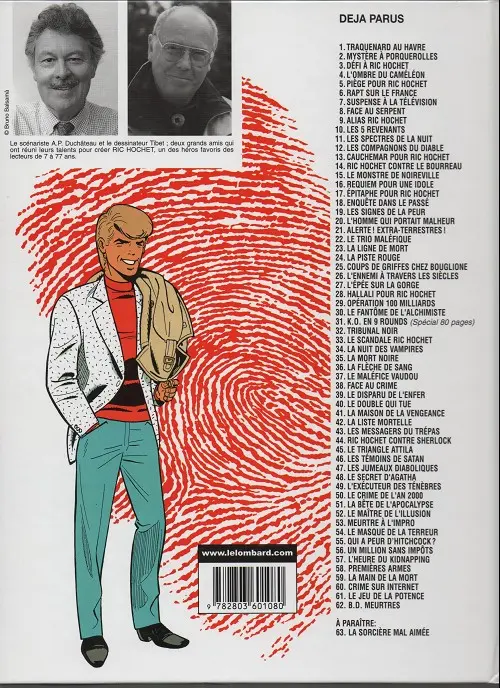 Verso de l'album Ric Hochet Tome 6 Rapt sur le France