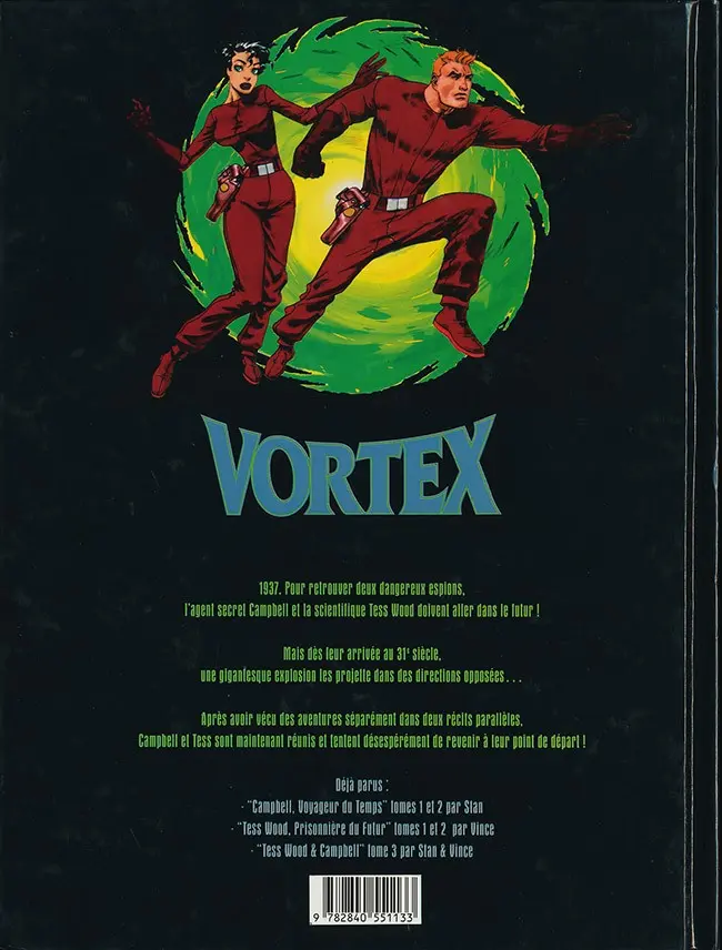 Verso de l'album Vortex Tess Wood & Campbell 5
