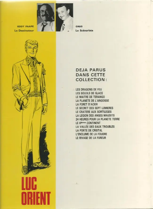 Verso de l'album Luc Orient Tome 6 Le secret des 7 lumières