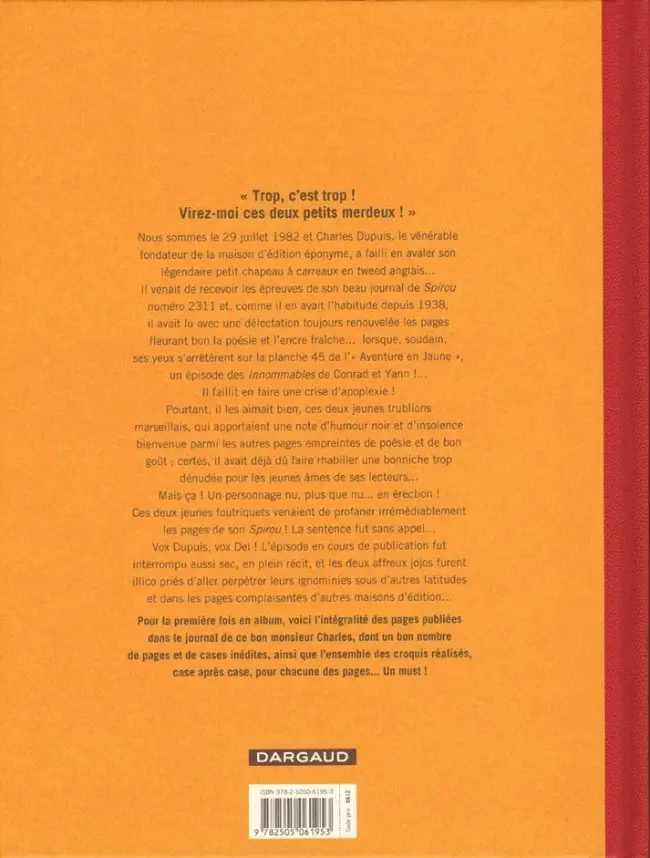 Verso de l'album Les Innommables Tome 2 Aventure en jaune