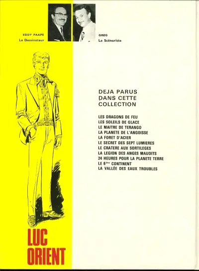 Verso de l'album Luc Orient Tome 12 La porte de cristal