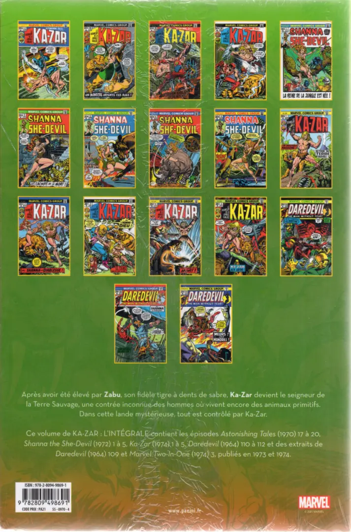Verso de l'album Ka-zar - L'intégrale Tome 2 1973-1974