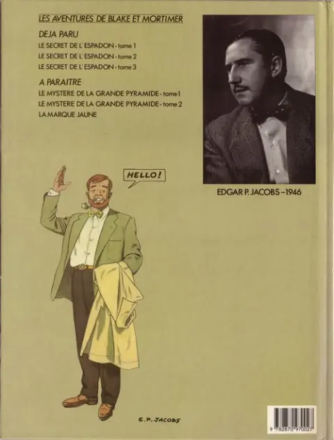 Verso de l'album Blake et Mortimer Tome 1 Le Secret de l'Espadon