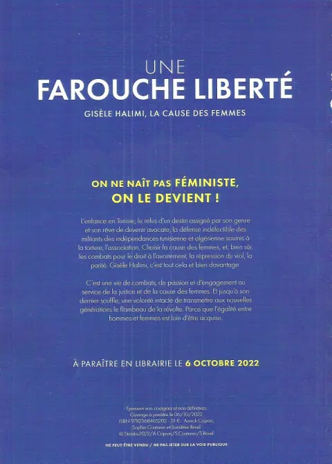 Verso de l'album Une farouche liberté Gisèle Halimi, la cause des femmes